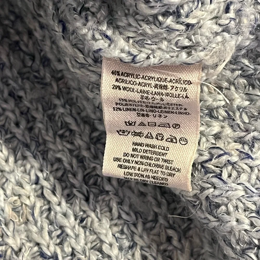 Free People Dylan Blue Confetti Tweedy Roll Neck Pullover Sweater Sz M